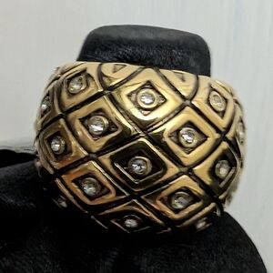 #103. Gold-Tone Crystal Accent Dome Ring - Women Jewelry